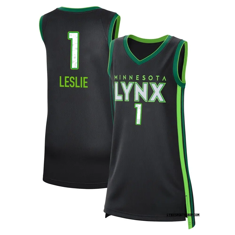 Women's Kiara Leslie ＃1 Rebel Edition Victory Black Minnesota Lynx 2023 Jersey