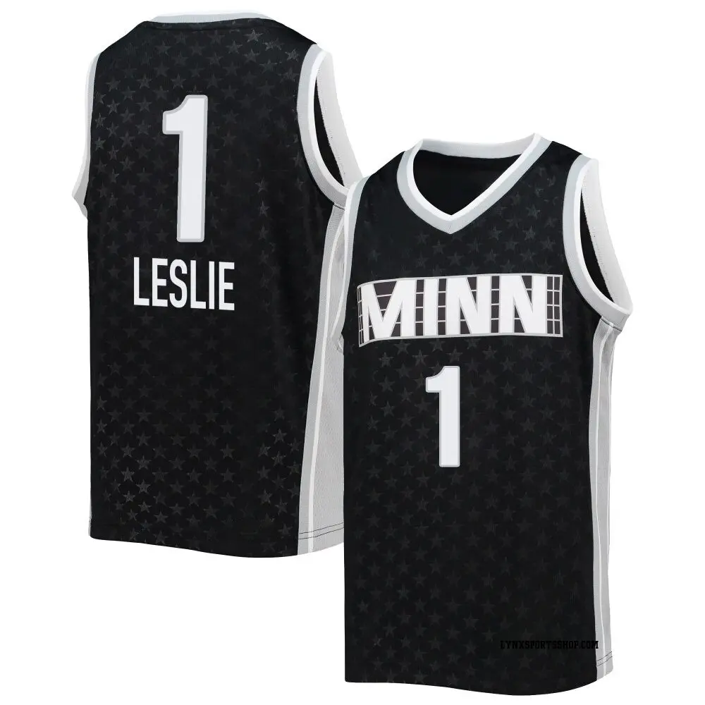 Youth Kiara Leslie ＃1 Rebel Edition Victory Black Minnesota Lynx 2021 Jersey